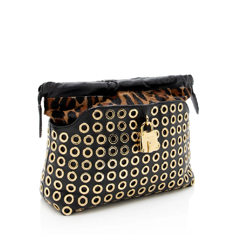 Clearance Bags For Budget Shoppers Burberry Leather Leopard Pony Hair Grommet Little Crush Crossbody Bag (SHF-18865)