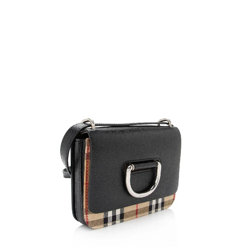 Affordable Handbags Burberry Leather Vintage Check D-Ring Mini Crossbody Bag (SHF-ltBVNi)