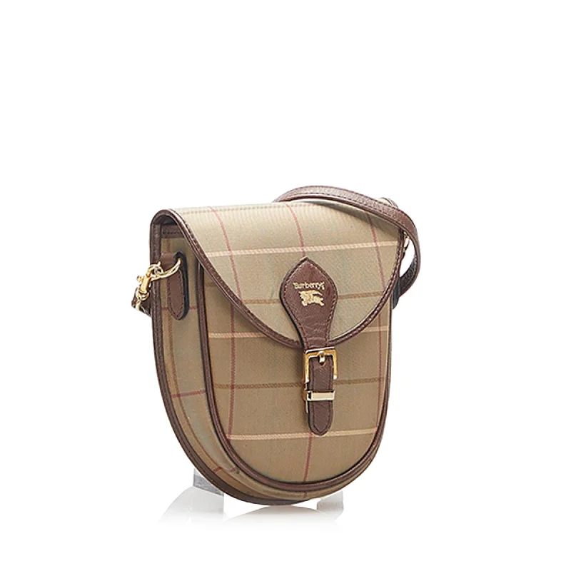 Luxury Bags On Sale Burberry Plaid Canvas Crossbody Bag (SHG-22369)