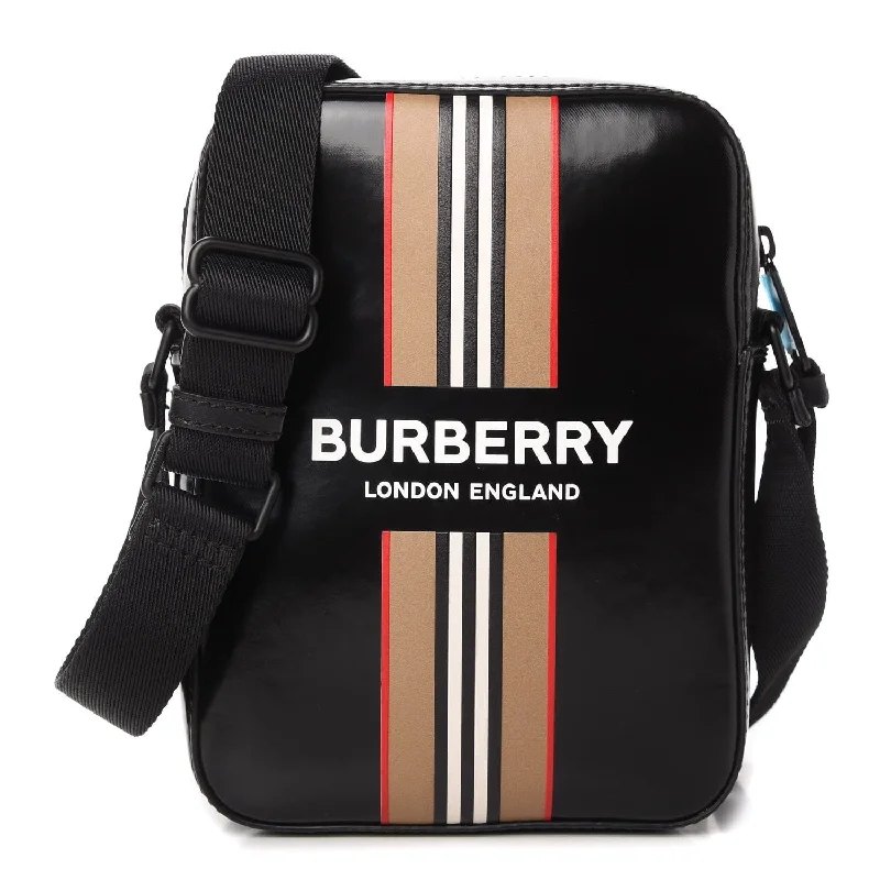 Stylish Bags With Discounts Burberry Thornton Striped Coated Canvas Crossbody Bag