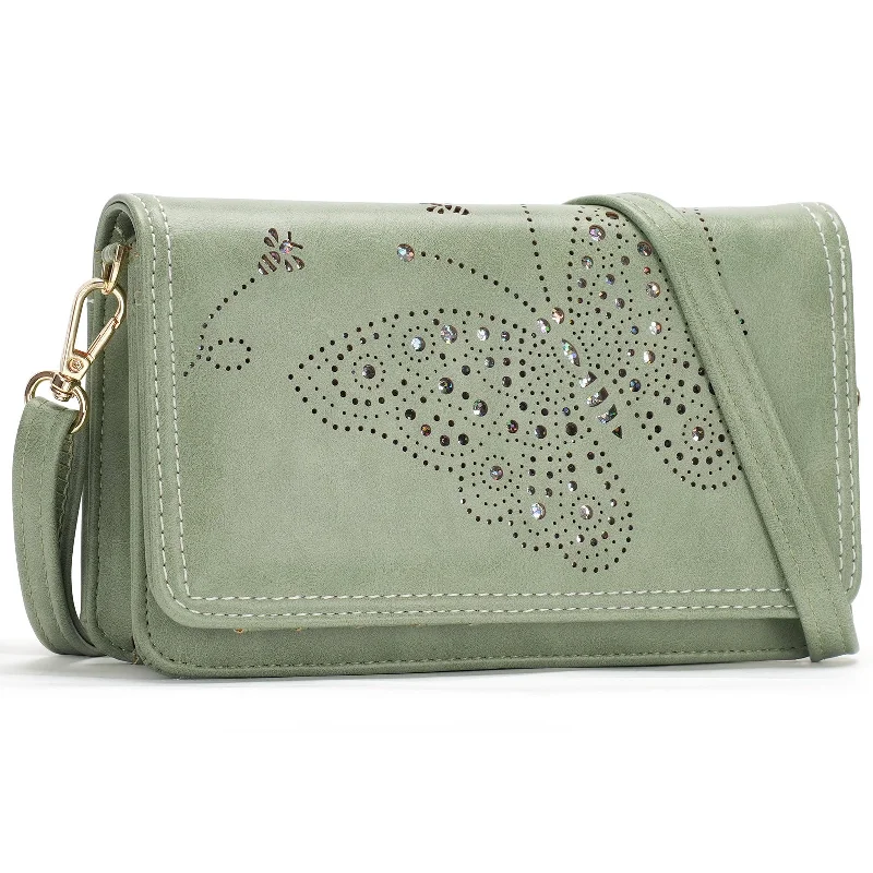 Cozy Handbags With Clearance Prices Butterfly-multifunction-crossbody-bag-green