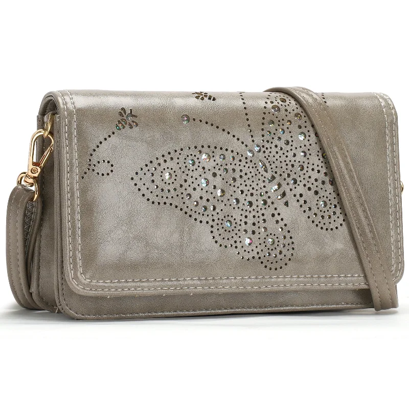 Festive Holiday Gift Bags Butterfly-multifunction-crossbody-bag-grey