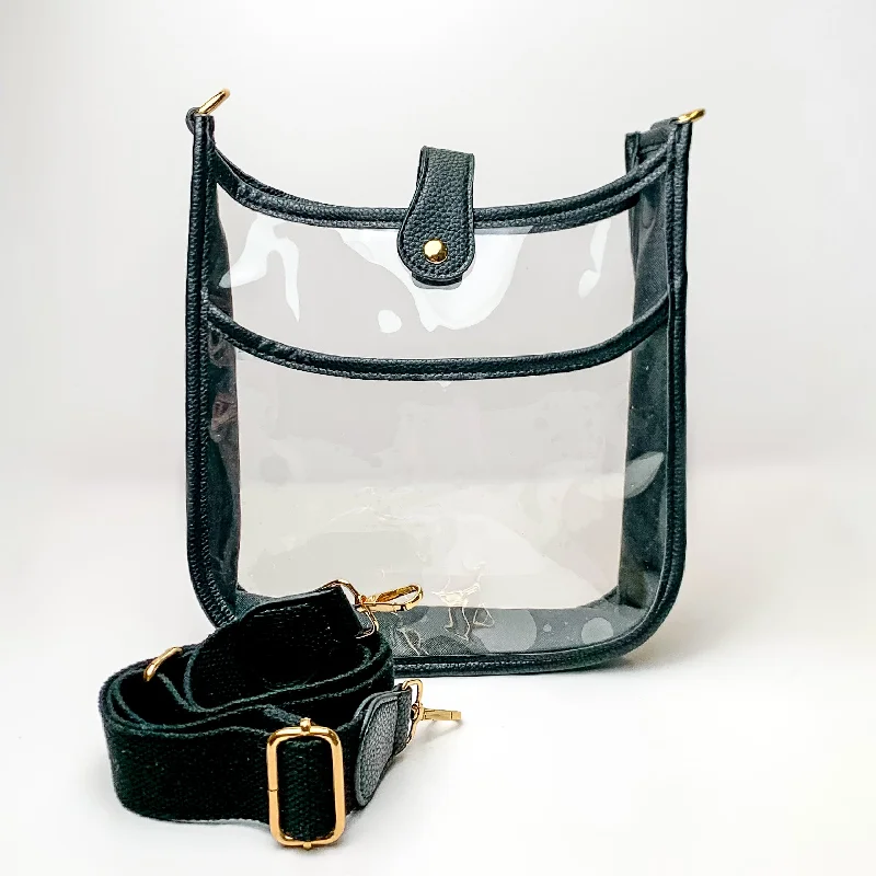 Seasonal Clearance Bags For Summer, Winter, Etc. Crossbody Clear Travel Purse in Black