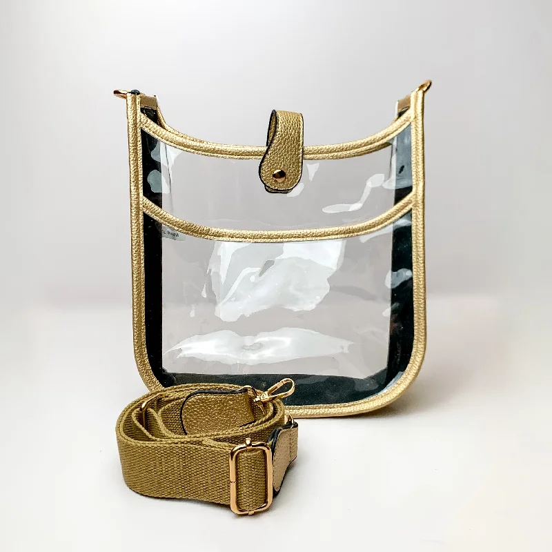 Urban Bags For City Life And Streetwear Fashion Crossbody Clear Travel Purse in Gold