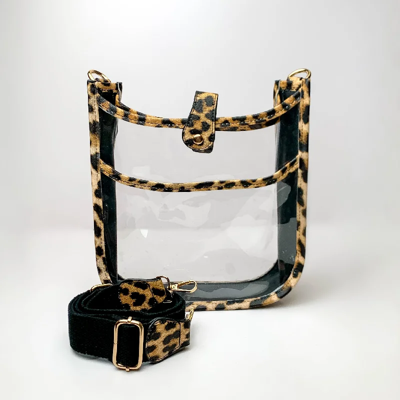 Rustic Bags For Outdoor And Nature-Inspired Looks Crossbody Clear Travel Purse in Leopard Print