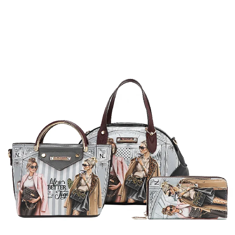 Stylish Yet Affordable Bags LADIES NIGHT OUT 3 PIECE SET (Handbag, Crossbody, Wallet)