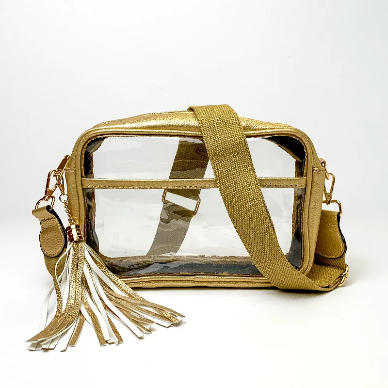 Inspired Bags For High-End Fashion Lovin' Life Small Rectangle Clear Crossbody Purse in Gold