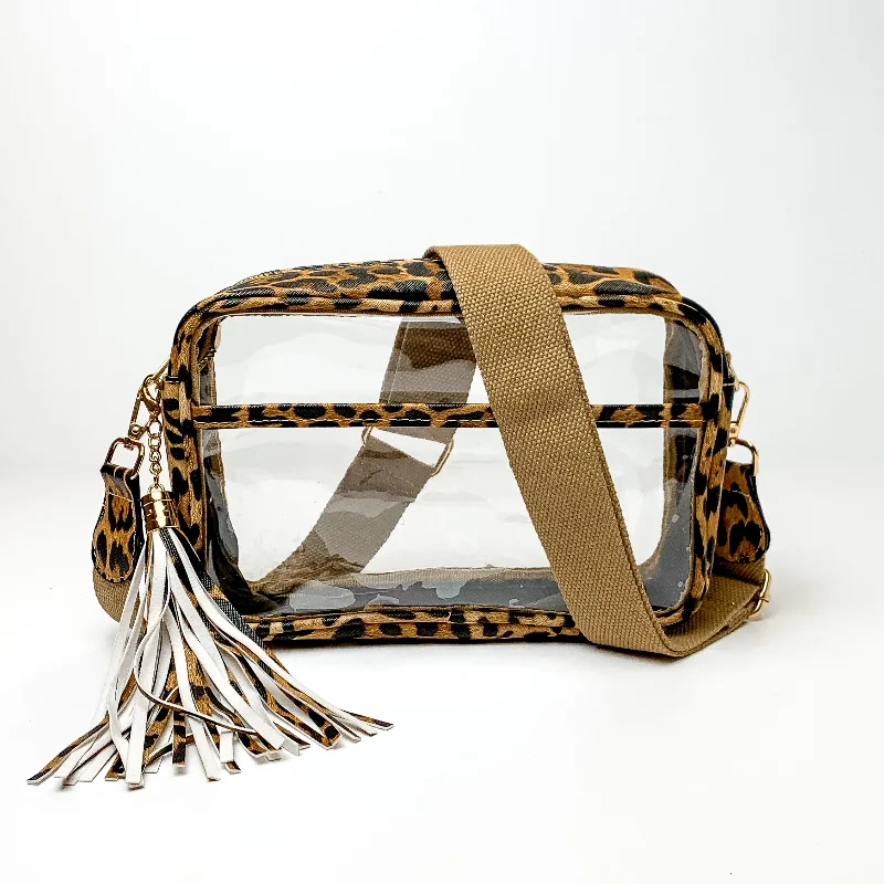 Tsa-Approved Bags For Hassle-Free Airport Security Lovin' Life Small Rectangle Clear Crossbody Purse in Leopard Print