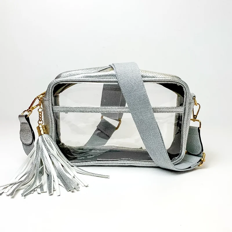 Inspired Bags For Timeless Elegance Lovin' Life Small Rectangle Clear Crossbody Purse in Silver