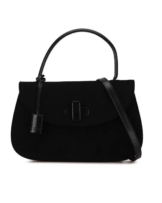 Bags For Sporty And Athletic Styles Suede Leather Satchel with Detachable Strap and Twist Lock Closure