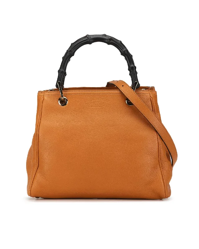 Edgy Bags For Bold And Daring Fashionistas Bamboo Handle Leather Satchel with Detachable Strap