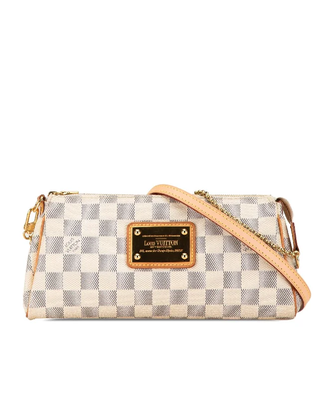 Designer Bags For Luxury Collectors Damier Azur Canvas Clutch with Removable Chain Handle