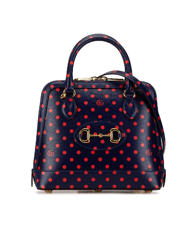 Bags For Urban And Trendy Looks Small Polka Dot Top Handle Satchel with Horsebit Detail