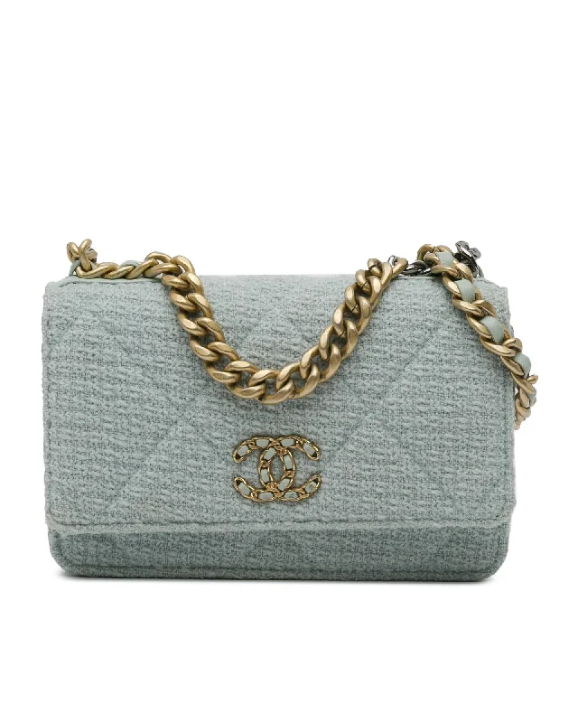 Elegant Bags For Formal Events And Luxury Occasions Tweed Wallet On Chain with Gold-Tone Chain Handle