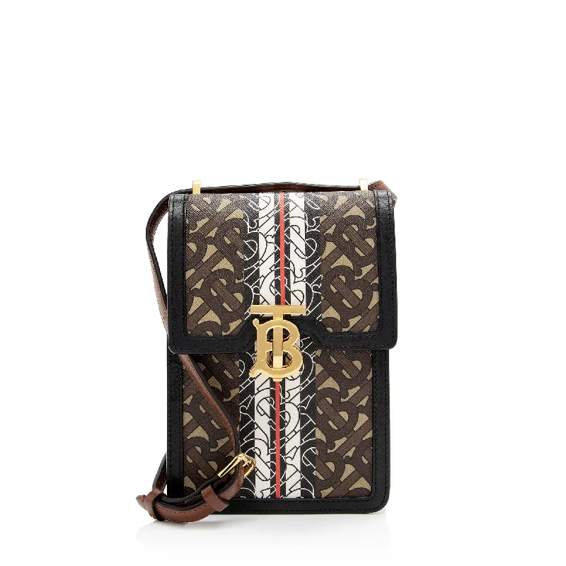 Festival Bags For Concerts And Events Burberry E-Canvas TB Monogram Stripe Robin Mini Messenger (SHF-dLA5PE)