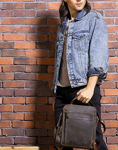 Luxury Bags On Sale Cool Coffee Vintage Leather Mens Messenger Bags Shoulder Bag for Men