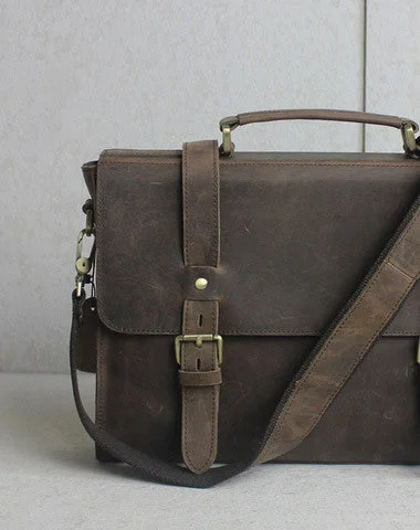 Trendy Bags Handmade leather men Briefcase messenger coffee shoulder bag vintage bag