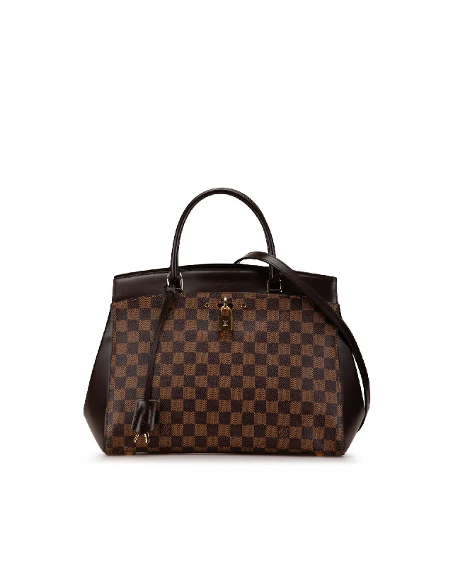 Vintage Bags For Retro And Classic Fashion Lovers Damier Canvas Rivoli MM with Leather Trim and Detachable Strap