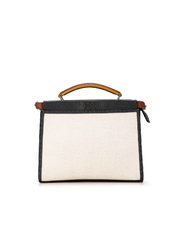 Bold And Flash-Sale Bags Canvas and Leather Mini Peekaboo Satchel with Zip Closure