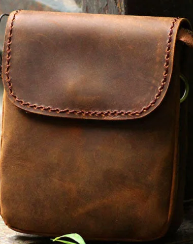 Retro Lovers Genuine Leather Mens Cool Messenger Bag iPad Bag Chest Bag Bike Bag Cycling Bag For Men