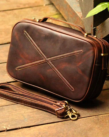 Clearance Bags For Budget Shoppers Genuine Leather Mens Cool Messenger Bag iPad Bag Chest Bag Bike Bag Cycling Evelope Cluth Bag For Men