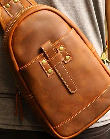 Bags For Outdoor Adventures Genuine Leather Mens Cool Messenger Bag iPad Bag Chest Bag Bike Bag Cycling Evelope Cluth Bag For Men