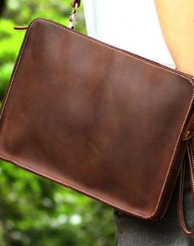 Clearance-Priced Bags Genuine Leather Mens Cool Messenger Bag Ipad Bag Chest Bag Bike Bag Cycling Bag for men