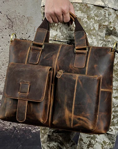 Clearance-Priced Bags Genuine Vintage Coffee Leather Cool Messenger Bag Briefcase Bag Shoulder Bag For Men