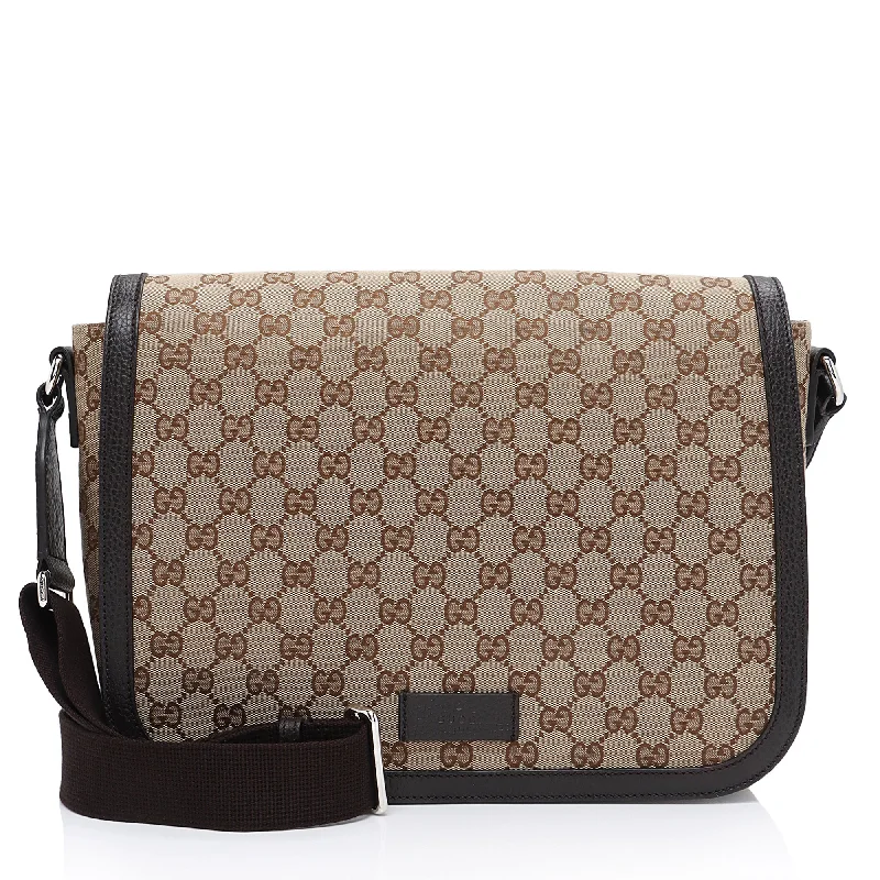 Urban Style Gucci GG Canvas Flap Messenger Bag (SHF-1QqxVk)