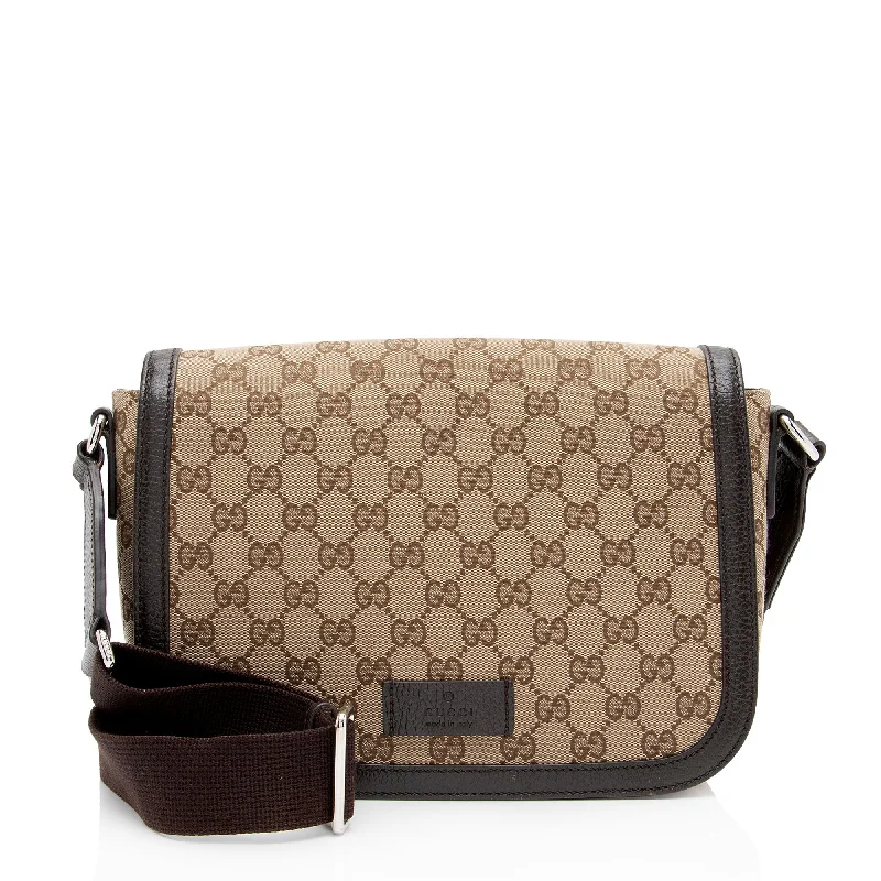 Eco-Friendly Bags With Promotions Gucci GG Canvas Flap Small Messenger (SHF-qVM12S)