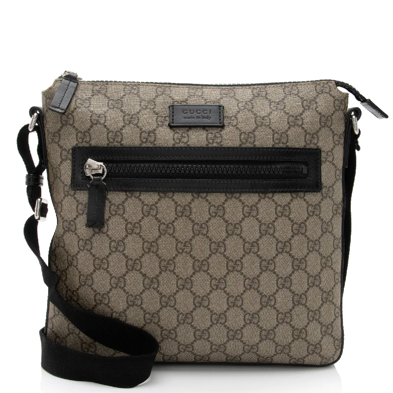 Trendy Bags For Teenage Girls Gucci GG Supreme Flat Front Zip Messenger (SHF-7C0ZEs)