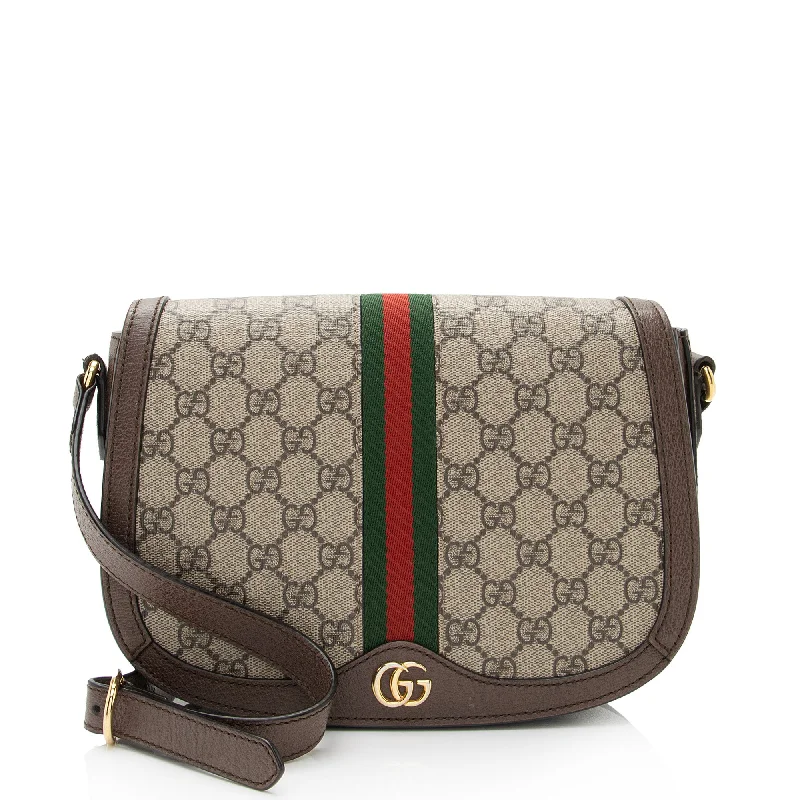 Evening Events Gucci GG Supreme Ophidia Flap Messenger Bag (SHF-xrtCr7)