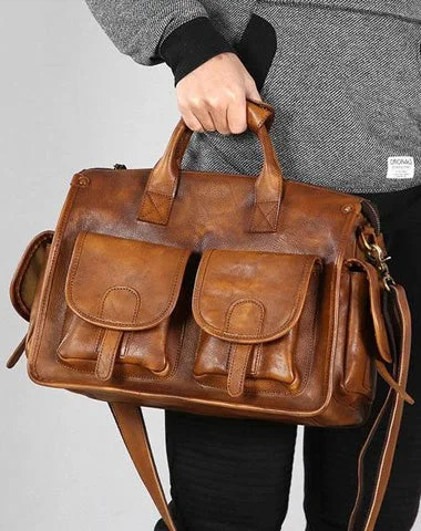 Rustic Bags For Outdoor And Nature-Inspired Looks Leather Mens Cool Messenger Bag Travel Bag Business Bag Laptop Bag for men