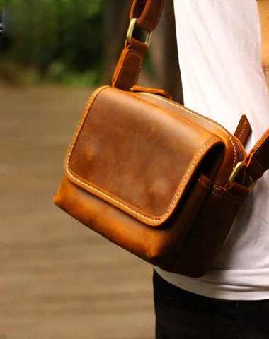 Urban Style Cool Vintage Leather Mens Small Messenger Bag for men