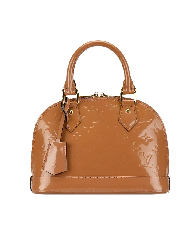 Eco-Friendly Bags With Discounts Monogram Vernis Alma BB Leather Handbag with Top Zip Closure