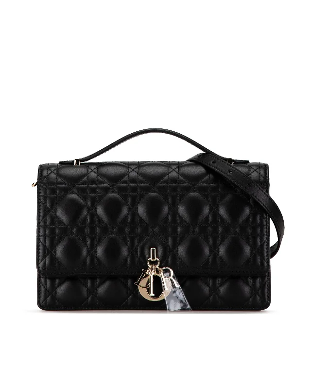 Trendy Bags For Teenage Girls Quilted Lambskin Top Handle Bag with Chain Strap My Dior