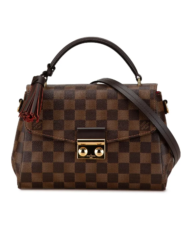 Bags For Personalized Gifts Damier Ebene Canvas Croisette with Gold-Tone Push Lock and Leather Tassel