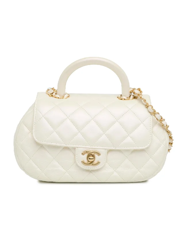 Bags For Urban And Trendy Looks Quilted Lambskin Top Handle Flap Satchel with Chain Strap