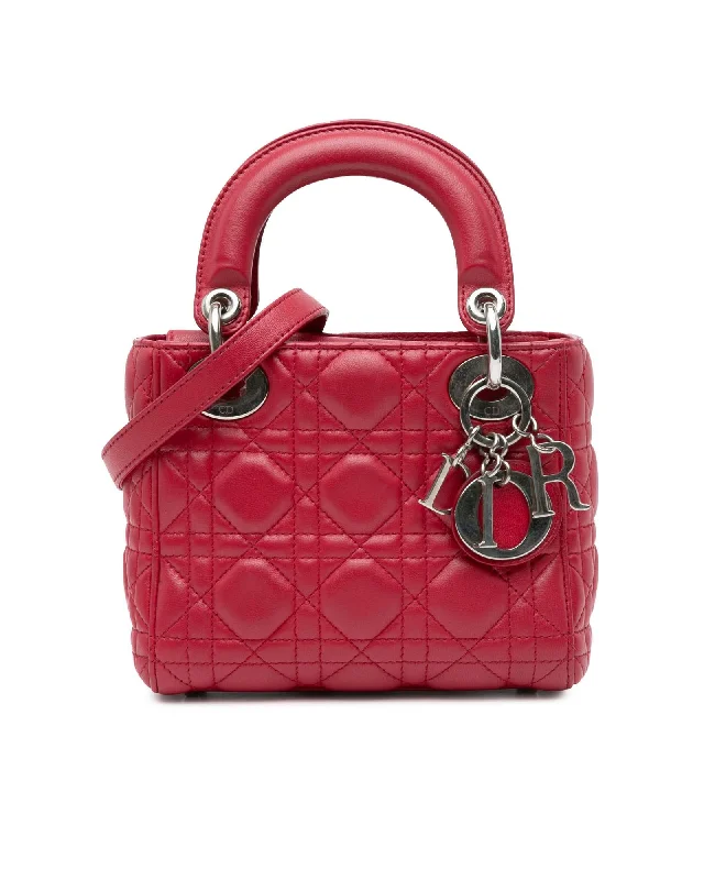 Vintage-Inspired Quilted Lambskin Mini Flap Bag with Top Handle and Shoulder Strap