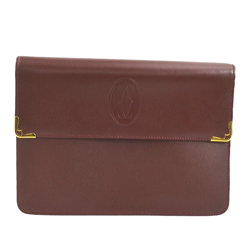 Luxury Bags For Professionals With Discounts Luxurious Burgundy Leather Clutch Bag with Gold Hardware