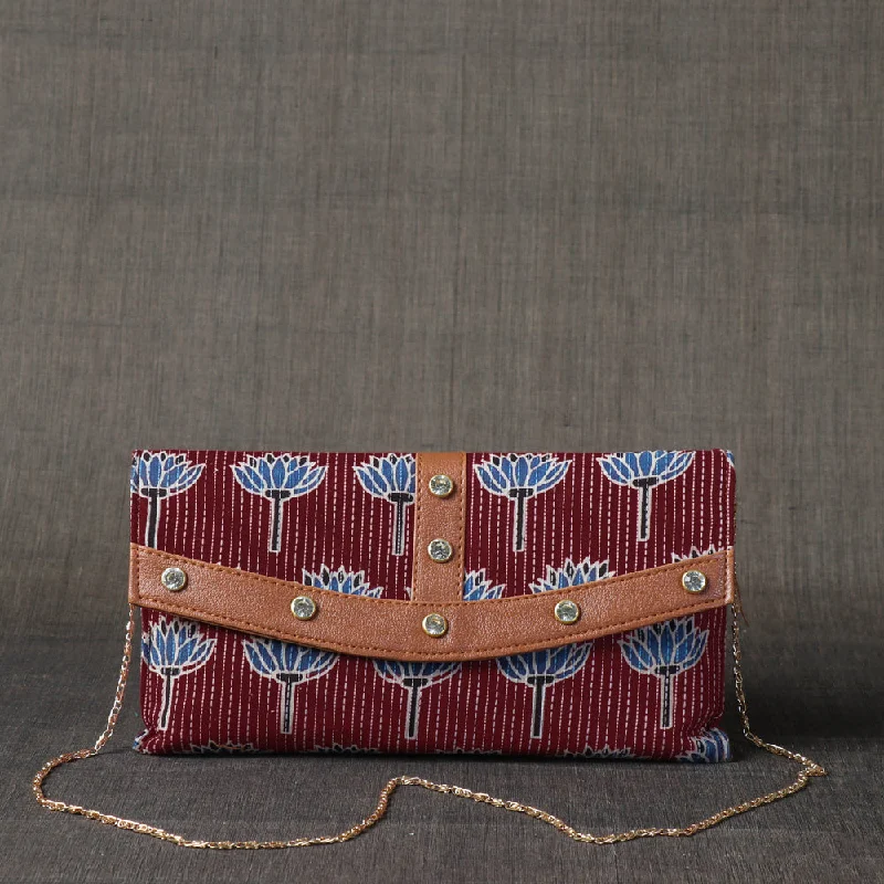 Seasonal Clearance Bags For Summer Brown - Ajrakh Hand Block Printed Clutch Wallet