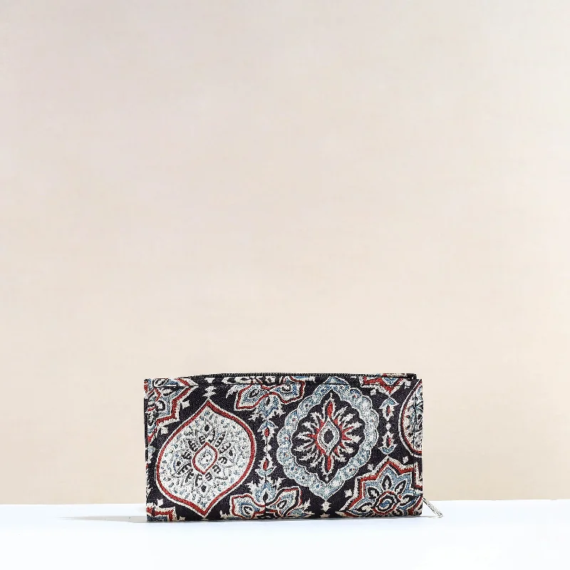 Affordable Handbags Black - Handcrafted Ajrakh Mashru Silk Clutch / Wallet