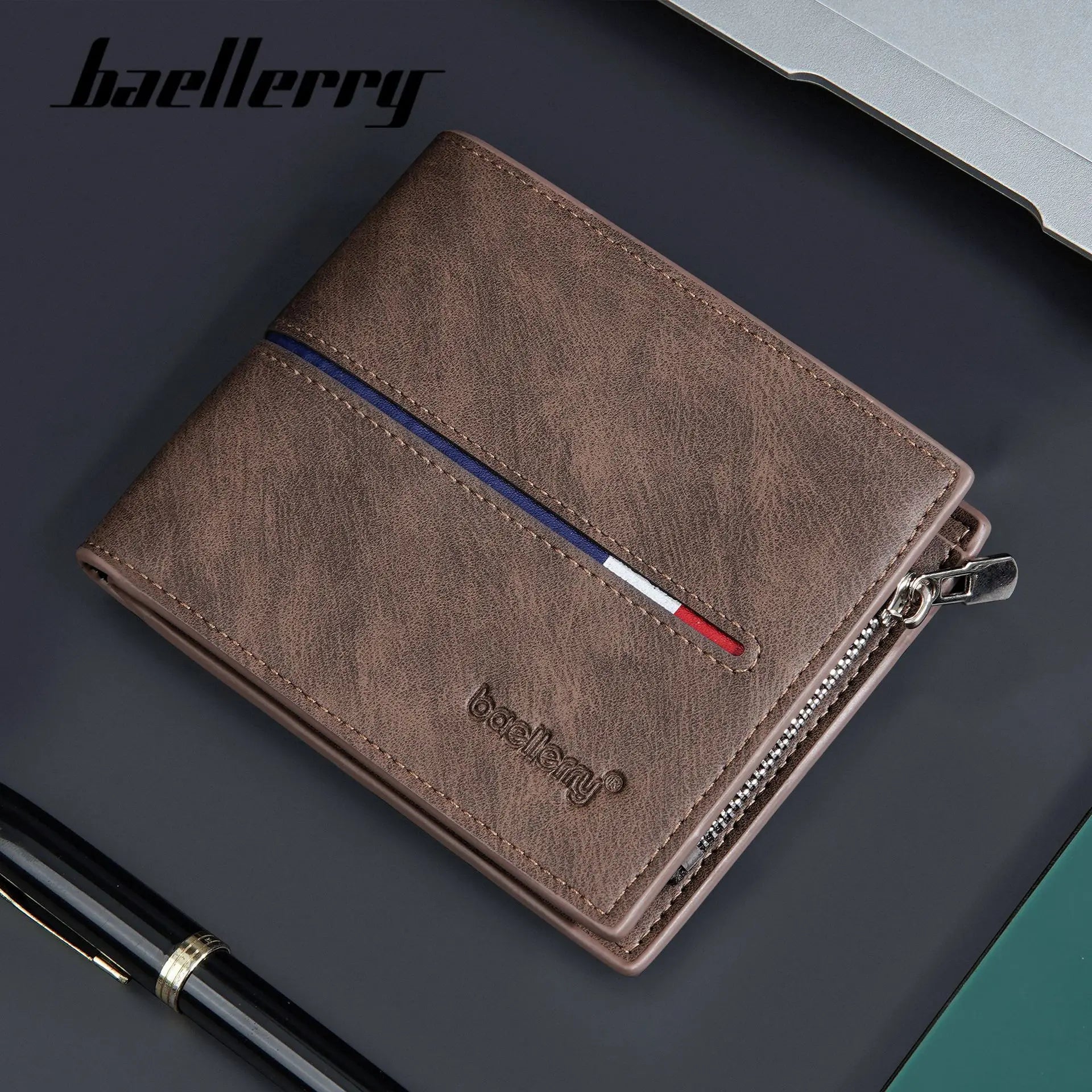 Eco-Friendly Bags With Promotions 2024 Fashion PU Leather Men's Wallet Short Zipper Card Holder Simple Slim Coin Pocket Leisure Short Wallet