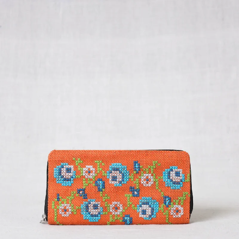 Office Professionals Tribal Hand Embroidered Jute Clutch Wallet