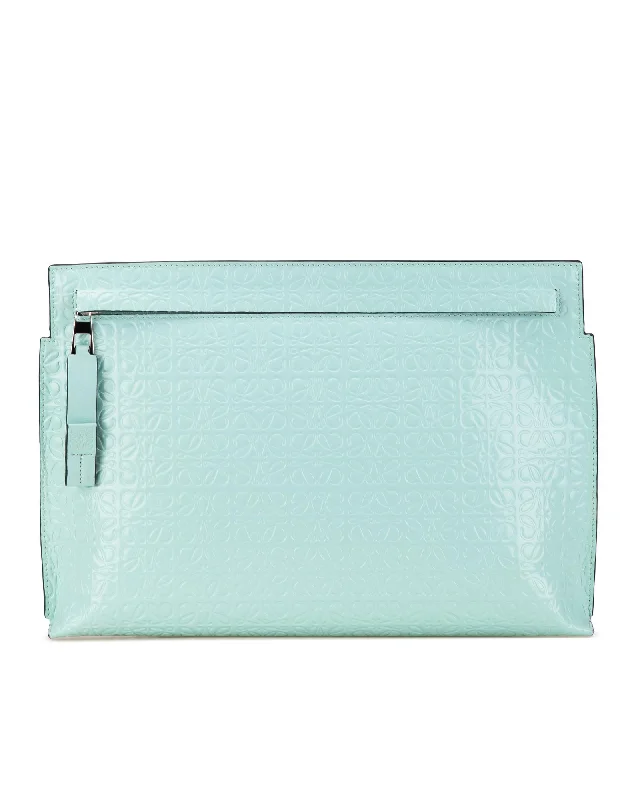 Bag For Luxury Lovers Embossed Leather Clutch with Top Zip Closure and Interior Slip Pocket