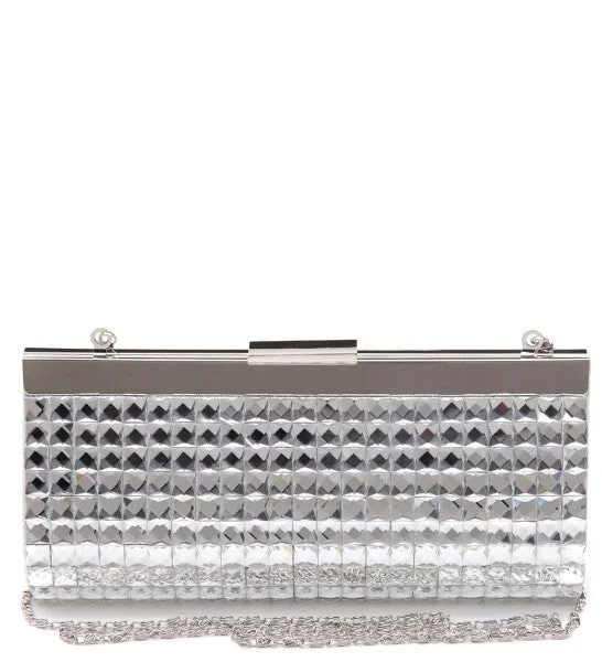 Vintage-Inspired 5th Avenue Luxury Silver Gem Encrusted Clutch Bag