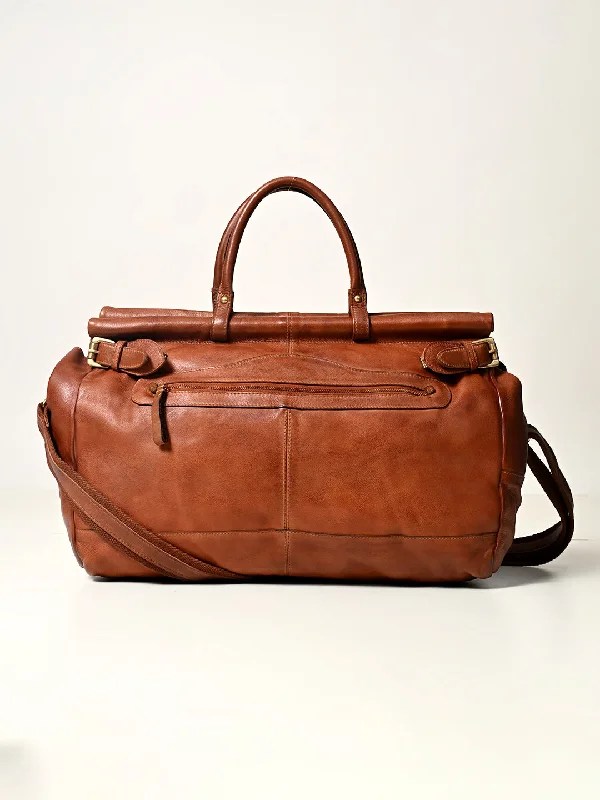 Holiday Gift Bags For Christmas Art N Vintage Drifter: Real Leather Tan Duffle Bag