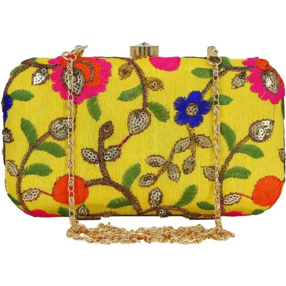 Trendy Festival Bags With Limited-Time Offers Attractive Tulle Embroidered Faux Silk Clutch