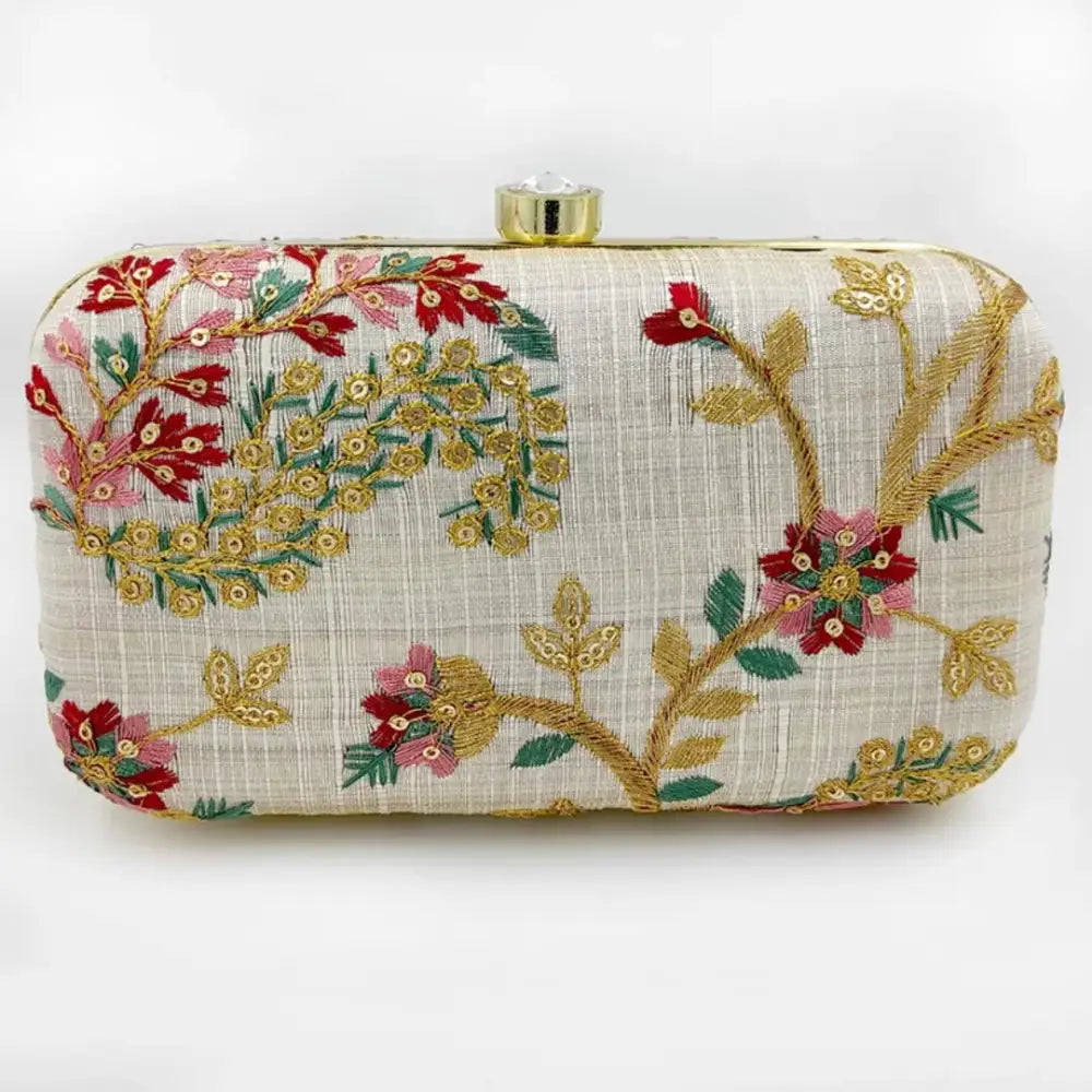 Holiday Gift Bags For Christmas Attractive Tulle Embroidered Faux Silk Clutch