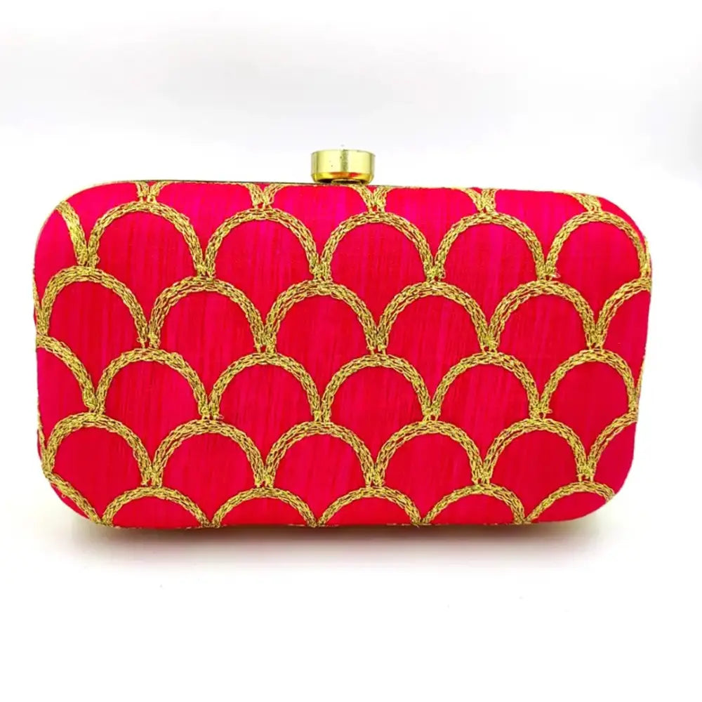 Bag Deals Attractive Tulle Embroidered Faux Silk Clutch